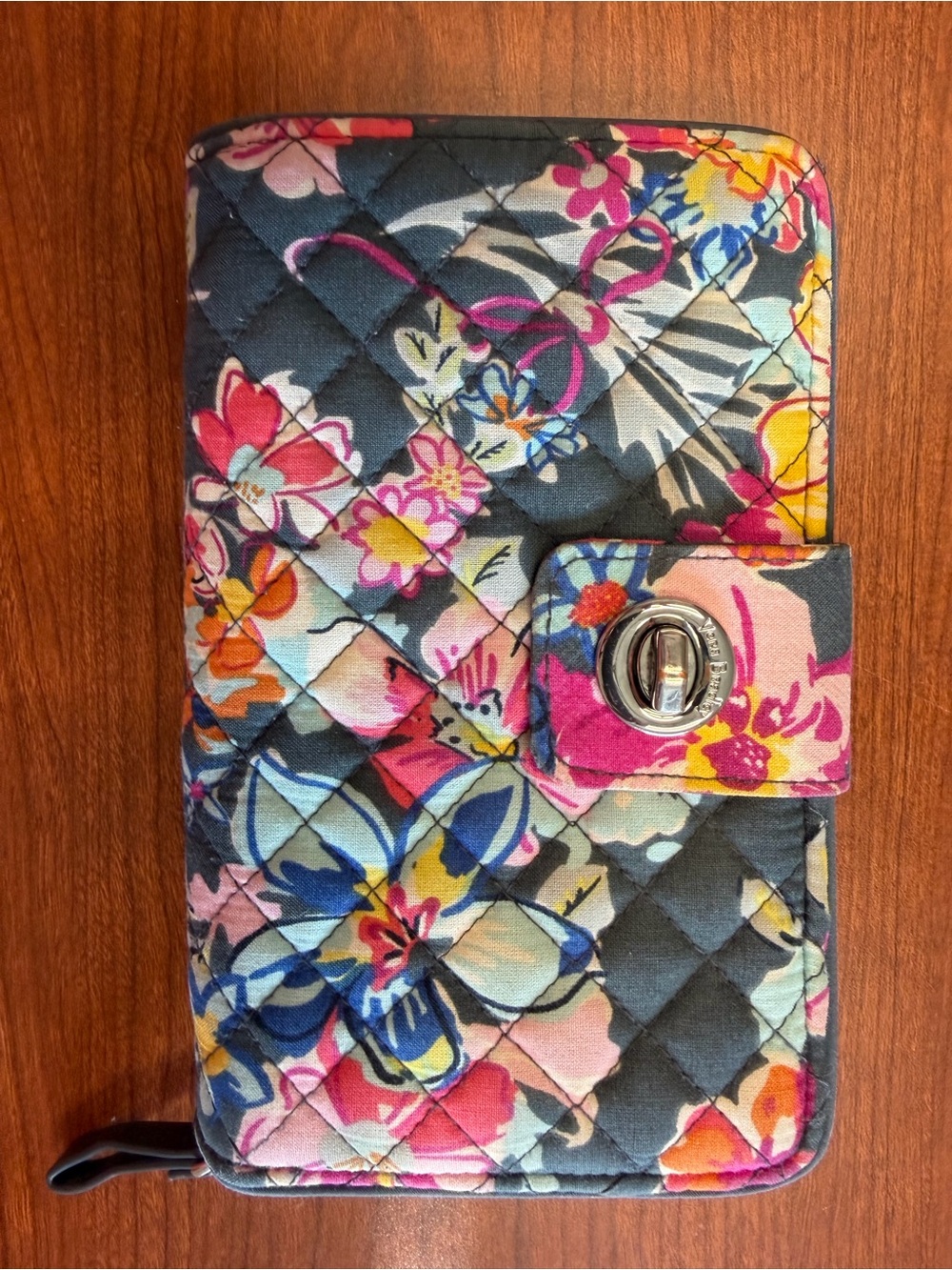 Vera Bradley Floral Turn Lock Zip Around Wallet Multicolor
